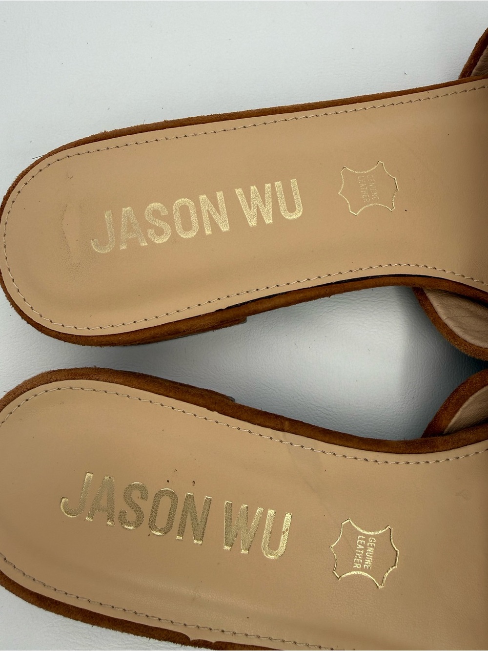 Jason Wu Brown Suede Leather Square Toe Slip on Slides Mules Sandal Luxury 8.5 - Picture 10 of 16